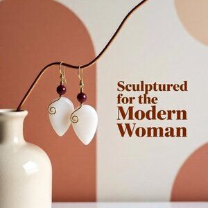 White & Raspberry Teardrop Earrings ~ OOAK Self-Love Gift, Feminine Bold & Sexy!